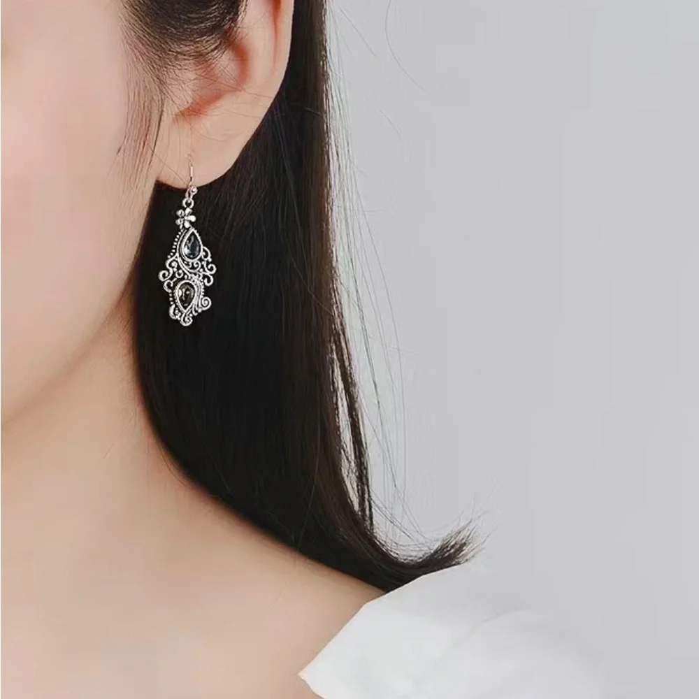 Boho flower water‎ drop pear shaped retro crystal faux fashion jewelry